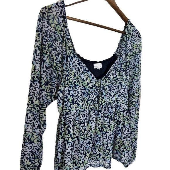 Madison & Berkeley Floral Baby Doll Top Empire Waist Ruched Tie Fairy M Bloom - Picture 1 of 7